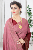 Maroon And Pink Stone Work Art Silk Saree