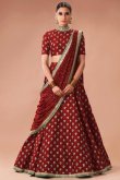 Maroon Banglori Silk Lehenga With Banglori Silk Choli