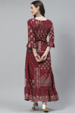 Maroon Cotton Frock Style Kurti