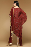 Maroon Crepe Wedding Trouser Suit With Mukaish Work
