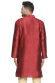 Thread Work Maroon Men Kurta in Dupion Silk for Party 