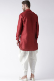 Maroon Dupion Silk Plain Men's Dhoti Kurta 