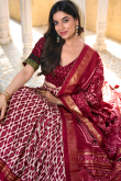 Maroon Foil Printed Tussar Silk Flared Style Chaniya Choli