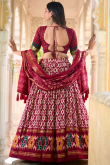 Maroon Foil Printed Tussar Silk Flared Style Chaniya Choli