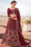 Maroon Georgette Embroidered Lehenga