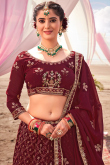 Maroon Georgette Embroidered Lehenga
