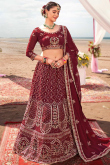 Maroon Georgette Embroidered Lehenga
