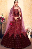 Maroon Satin Lehenga With Satin Choli