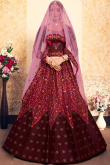 Maroon Satin Lehenga With Satin Choli