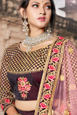 Maroon Satin Lehenga With Choli