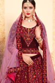 Maroon Satin Lehenga With Satin Choli
