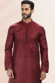 Maroon Linen Cotton Men's Kurta Churidar 