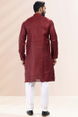 Maroon Linen Cotton Men's Kurta Churidar 