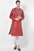 Maroon Printed Dhoti Kurta For Men