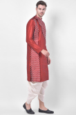 Maroon Printed Dhoti Kurta For Men