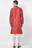 Maroon Printed Dhoti Kurta For Men