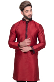 Maroon Silk Kurta With Churidar