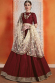 Maroon Silk Semi-Stitched Lehenga with Zari Work Choli