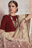 Maroon Silk Semi-Stitched Lehenga with Zari Work Choli