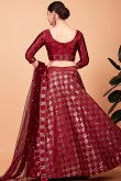 Maroon Resham Embroidered Silk Lehenga