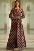 Maroon Silk Jacket Style Lehenga With Zari Work