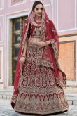 Lehenga for Party Wear in Velvet Maroon with Sequins embroidery