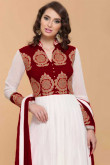Off White Soft Silk Designer Anarkali Suit