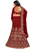 Velvet Lehenga in Maroon colour with Dori Embroidery for Wedding 