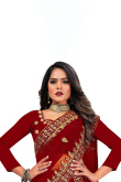 Velvet Lehenga with Zari Embroidery in Maroon for Sangeet