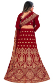 Velvet Lehenga with Zari Embroidery in Maroon for Sangeet