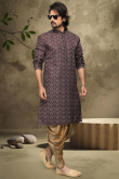 Mauve Brown Mauve Cotton Men's Kurta With Dhoti Pants