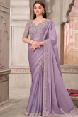 Mauve Chiffon Embroidered Shimmer Saree 