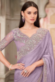 Mauve Chiffon Embroidered Shimmer Saree 