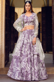 Mauve Chinnon Printed A-Line Style Lehenga For Sangeet 