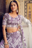 Mauve Chinnon Printed A-Line Style Lehenga For Sangeet 