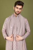Mauve Cotton Silk Men's Kurta with Sequins Work for Diwali