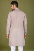 Mauve Cotton Silk Men's Kurta with Sequins Work for Diwali