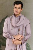 Mauve Cotton Silk Men's Kurta With Sequins Work For Festival 
