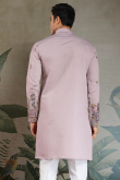 Mauve Cotton Silk Men's Kurta With Sequins Work For Festival 