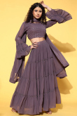 Mauve Mauve A Line Party Wear Lehenga in Georgette