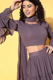 Mauve Mauve A Line Party Wear Lehenga in Georgette