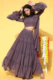 Mauve Mauve A Line Party Wear Lehenga in Georgette