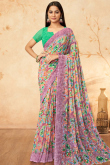 Mauve Light Weight Printed Georgette Saree 