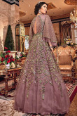 Mauve Net Anarkali Gown With Dori Work