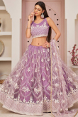 Mauve Net Embroidered Lehenga