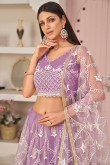 Mauve Net Embroidered Lehenga