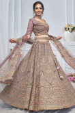 Mauve Net Resham Embroidered Panelled Style Lehenga 