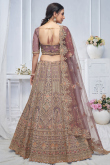 Mauve Net Resham Embroidered Panelled Style Lehenga 