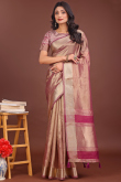 Mauve Organza Silk Saree with Weaved Work For Diwali
