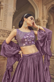 Mauve Pink Fancy Party Wear Lehenga in Chinnon